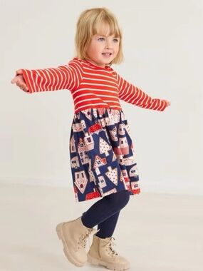 Hannah Anderson Gingerbread Village  sleeved dress Size 8